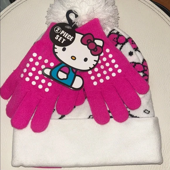 Hello Kitty White and Pink Beanie with Pom Pom - Picture 2 of 3